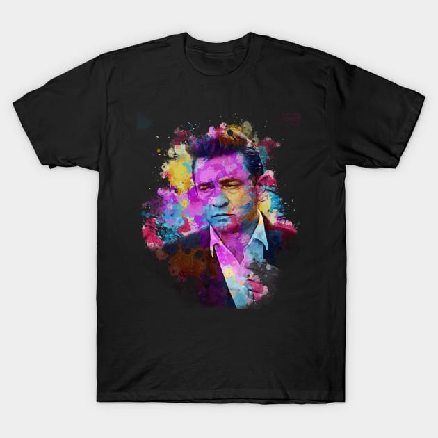 Johnny Cash - Watercolor Illustration T-Shirt by Punyaomyule